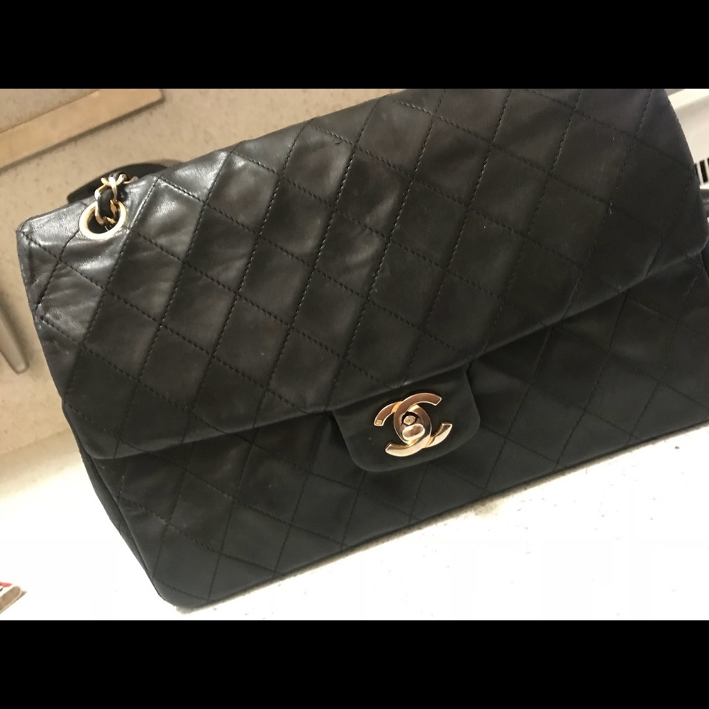 Chanel vintage classic lamb skin bag